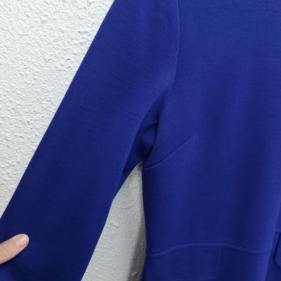 ST. JOHN Indigo Peplum 3/4 Sleeve Wool Rayon  Blend Santana Knit Career Top - Picture 5 of 11